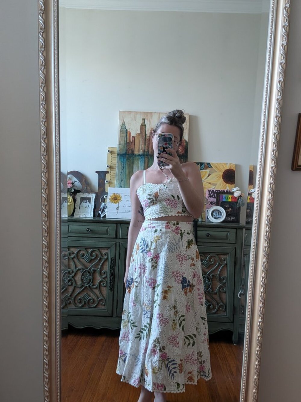 Lulus Sweet At Heart White Floral Embroidered Two-piece Midi Dress - Size S